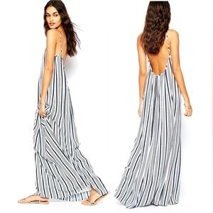 The Jetset Diaries Navy Striped Beach Pool Party Maxi Dress XS